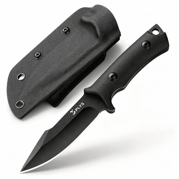 Plys 3.6 inch Fixed Blade Camping Knife, Full Tang Outdoor Tactical Knives with Kydex Sheath, G10 Handle, Hunting Hiking Essentials Gear