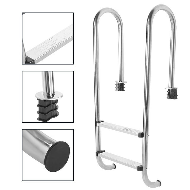 Peahefy Pool Ladder Stainless Steel Anti Slip Anti Corrosion Swimming Pool Ladder with Two Step Pedal,Stainless Steel Pool Ladder,Two Step Pool Ladder