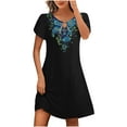 thumbnail image 2 of Viikei Womens Summer Dresses under $10,Women's Fit and Flare Short Sleeve Dress,Women's Casual Loose Summer Printed Short Sleeved Dress Black L, 2 of 5