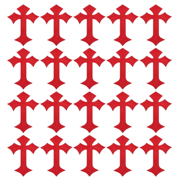Uxcell 20 Pcs Cross Embroidered Patches Iron on Decorative Patches, 4.1"Lx2.8"W, Red