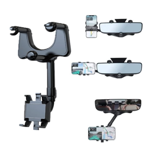 Soporte para teléfono de coche, soporte para espejo retrovisor para teléfonos y smartphones de coche, apto para smartphones de 3 a 7 pulgadas.