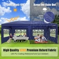 thumbnail image 6 of SANOPY 10x20 Canopy with Sidewalls, Outdoor Tents for Parties Waterproof Pop Up Canopy Tent with Center Lock, Easy Up Event Tent with Sandbags for Picnic, Camping, Wedding, Deep Blue (Top Reinforced), 6 of 9