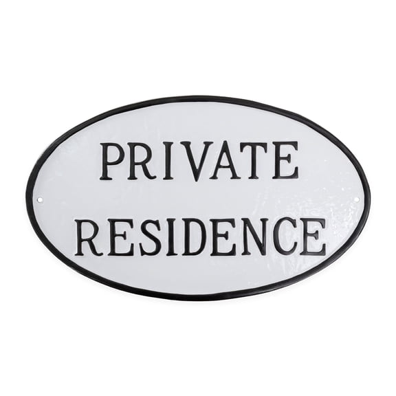 10" x 18" Large Oval Private Residence Statement Plaque Sign - White/Black