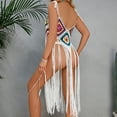 thumbnail image 4 of yillto Crochet Dress for Womens Beach Vacation Swimsuit Bikini Cover Ups Spaghetti Strap Fringe Outfits, 4 of 7
