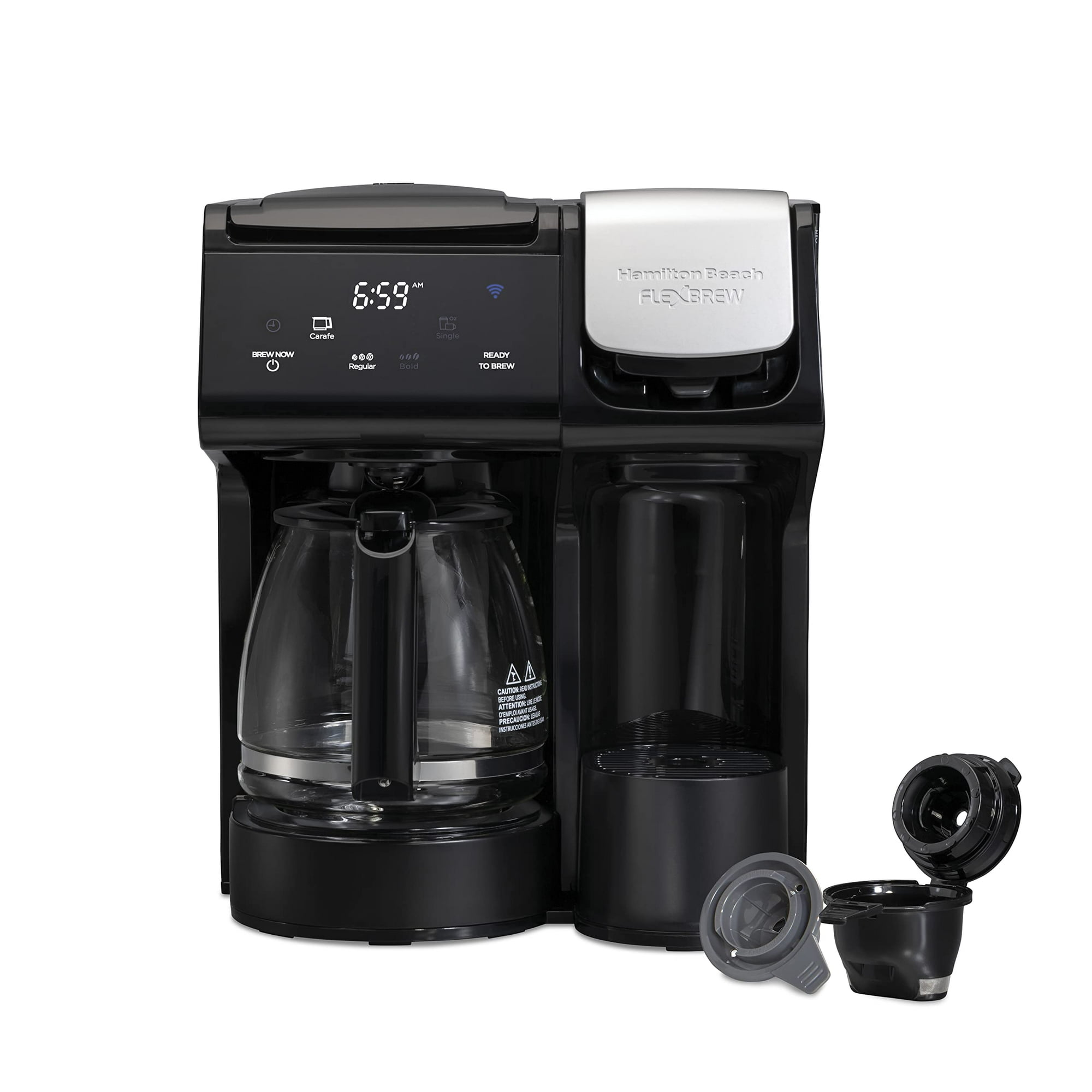 Hamilton Beach 49911 FlexBrew Trio 2 Way Coffee Maker Single Serve Full 12c Carafe Black FastBrew Removable Reservoir Alexa Enable Walmart
