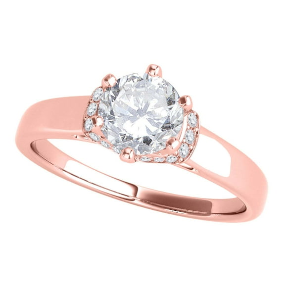Mauli Jewels Engagement Rings for Women 0.70 Carat Twt Diamond Vintage 4 prong 14k Solid Rose Gold