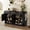 Black, variant on Jopath 59.1" Farmhouse Sideboard with 3 Drawers and 4 Doors, Multi-Functional Storage Buffet with Adjustable Shelf and Open Storage Compartments for Dining Room Living Room Entryway Natural
