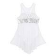thumbnail image 4 of Aislor Kids Girls Lyrical Latin Jazz Irregular Hems Dress Shiny Sequins Ballroom Dancewear, 4 of 7