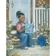 thumbnail image 2 of Unknown 26x32 Black Ornate Wood Framed with Double Matting Museum Art Print Titled - Girl Reading a Book, 2 of 4