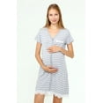 thumbnail image 5 of LVMA9720 - Women's Maternity Nursing Nightgown Soft short-Sleeved Button Tops with Lace Detail, 5 of 13