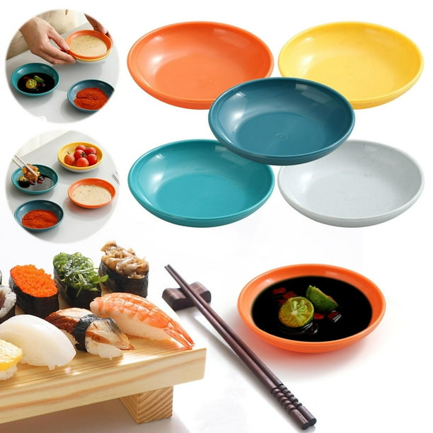 Pequeño bol redondo de condimentos - Molde multiuso con vinagre de soja, servidor de salsa de pimientos calientes, porcelana ligera y duradera y fácil de limpiar, Modern Kitchen Style 1 Pack