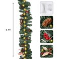 thumbnail image 3 of Guirlande de Noël 5.9 Pieds avec Baies Rouges Pommes de Pin Nœuds, Cheminée à Piles Arbre Décoration de Nouvel An, Décoration de Porte de Vacances Extérieure (avec led), 3 of 8