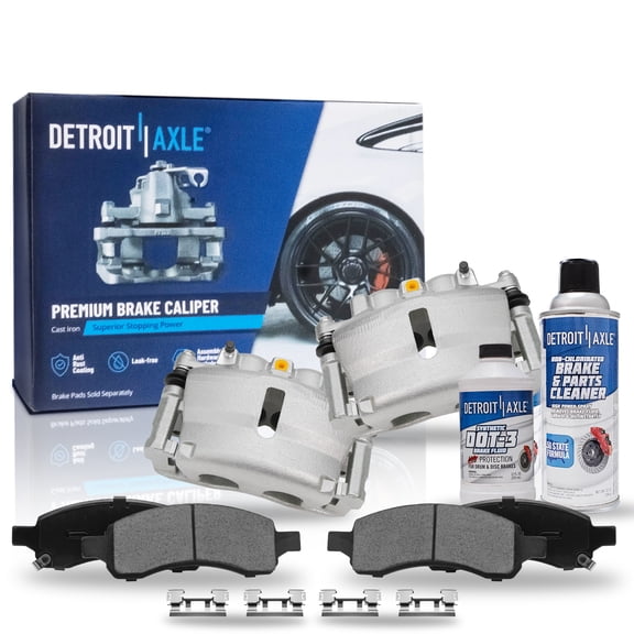 Detroit Axle - Front Brake Calipers w/Bracket Brakes Brake Pads Replacement for Buick Enclave GMC Acadia