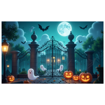 Spooky Ghost Halloween Banner Pumpkin Decorations Haunted Gateyard for Party Decoration Halloween Event Indoor Outdoor
