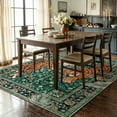 thumbnail image 3 of Moynesa 5'x7' Vintage Tiger Area Rug, Washable Tropical Boho Rug for Living Room Bedroom Dining Sunroom, Distressed Botanical Floral Accent Carpet, Soft Low Pile Non Slip Stain Resistant, Green, 3 of 12