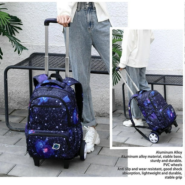 Double Handle Rolling Backpack Large Capacity Multi Layer Breathable Wheeled Trolley Backpack with 2 Wheels