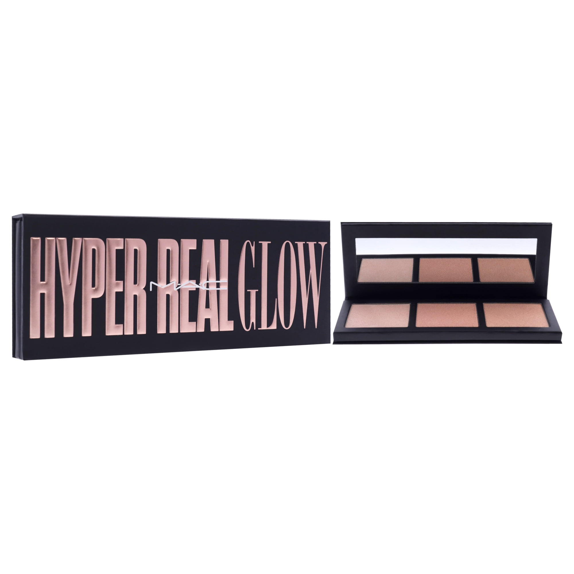 MAC COSMETICS COLOR PALETTE 0.15 OZ MAC COSMETICS/HYPER REAL GLOW PALETTE / GET LIT 0.15 OZ (4.5 ML) 3 HIGHLIGHT SHADES SILVER FONT