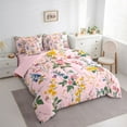 thumbnail image 3 of Homewish Multicolor Flower Floral 7 Pieces Bedding Comforter Set,Rustic Botanical Full Bedding Set,Pink Green Fitted Sheet Flat Sheet For Girl Kids,Microfiber Bedroom Decor Reversible, 3 of 8