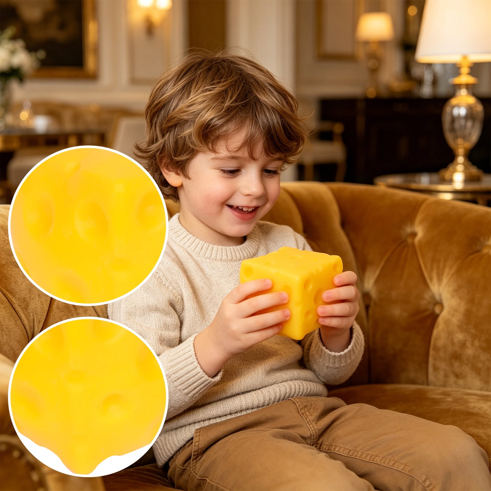 Squeezy Cheese Toys, Squeezy Sensory Toys, Slow Rising Squishy Relief Soft Tress Relief & Fidget Toys, Fruit Toys