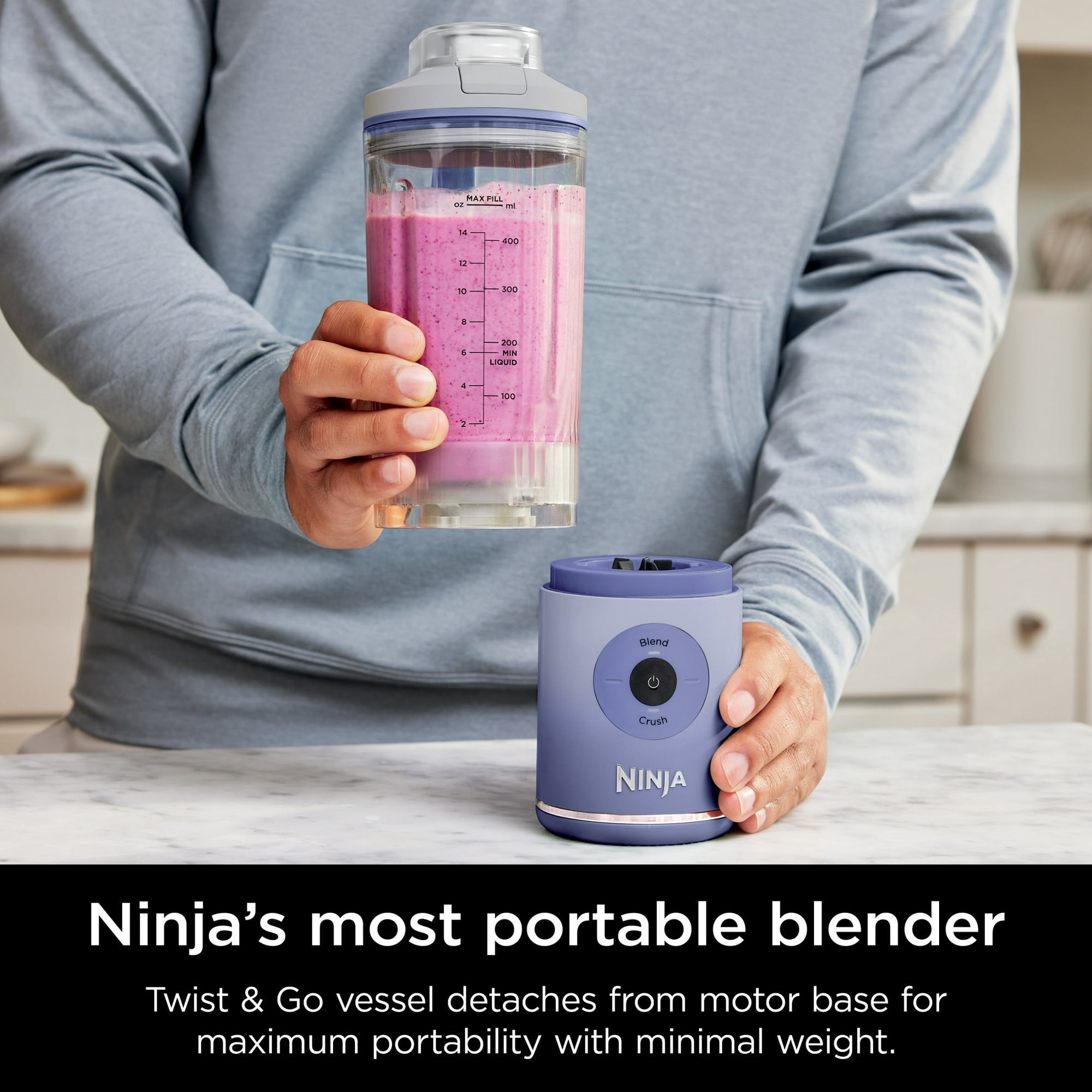 Restored Ninja BC200LD Blast Max Personal Cordless Blender, 3 Programs, 20 oz. Twist & Go Vessel, Lavender (Refurbished)