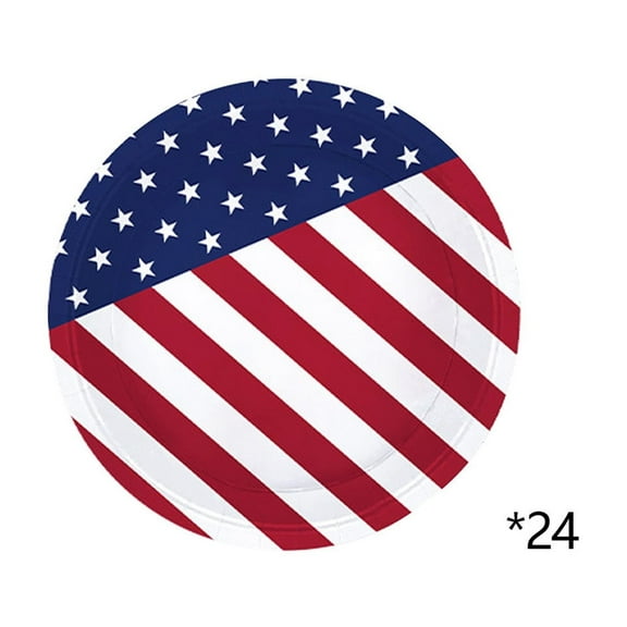 Disposable Patriotic Paper Plates Independence Day Memorial Day Veterans Day Party Decorations Red White Blue Theme Durable Design For Bbqs Picnics Family Events Bulk Pack #814t7