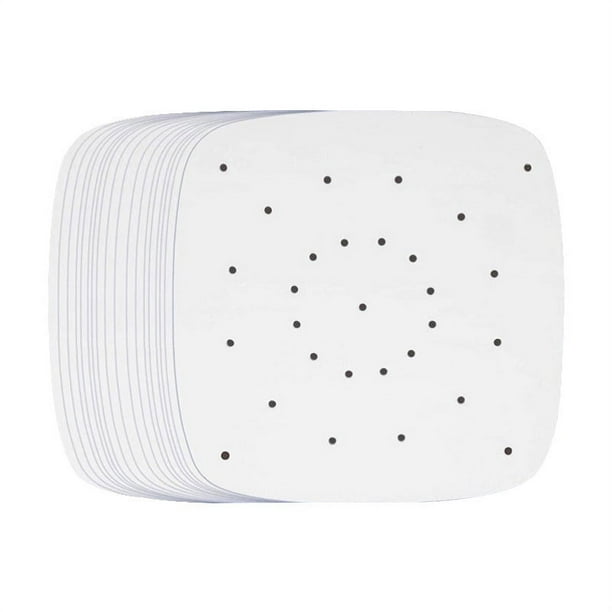 Nvzi 100 piezas de papel pergamino para freidora de aire de 8,5 pulgadas, hornos y microondas o vaporeras de bambú o metal de 8 a 9 pulgadas. (Blanco - 100 piezas)