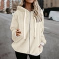 thumbnail image 2 of MSJUHEG Hoodies For Women Hoodie Thickened Overcoat Solid Color Warm Winter Fleece Lined Hoodie Snow Coat Jacket Outwear With Zipper Womens Hoodies White M, 2 of 9