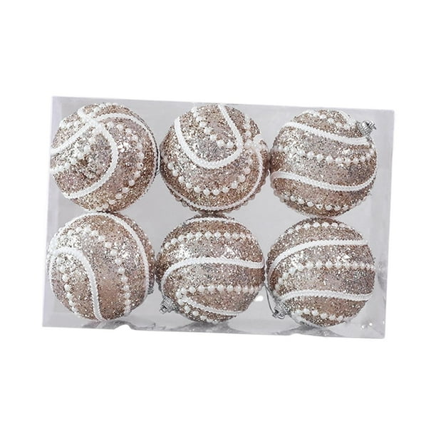 6 adornos navideños de bolas para árbol de Navidad, adornos colgantes de 8 cm para Oro champán