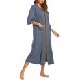 thumbnail image 4 of Housecoat Women's Short Sleeve Zipper Robe Long Nightgown Lougewear with Pockets S-XXL, 4 of 7