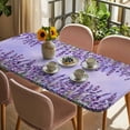 thumbnail image 3 of Purple Lavender Table Cloths for 3 Foot Rectangle Tables, Spring Watercolor Wild Flowers Plant Patio Waterproof Elastic Fitted Tablecloths, Washable Rectangular Table Cover for Camping, 3 of 8