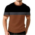 thumbnail image 2 of Hfnxid Men's Big and Tall T Shirts Waffle Short Sleeve Shirt Color Block Stretch Sport Tops Casual Lightweight Basic Tee Shirts Coffee S, 2 of 7