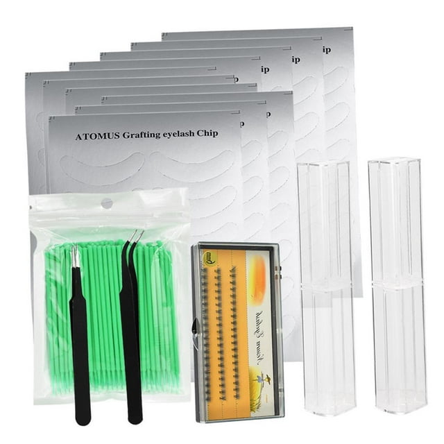 Kit de extensiones de pestañas postizas Parches para ojos Micro Pinceles de estuches de pinzas 绿色