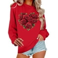 thumbnail image 2 of Valentine Day Sweatshirt for Women Love Heart Printed Pullover Top Cute Long Sleeve Crew Neck Casual Sweatshirts Red XL, 2 of 4