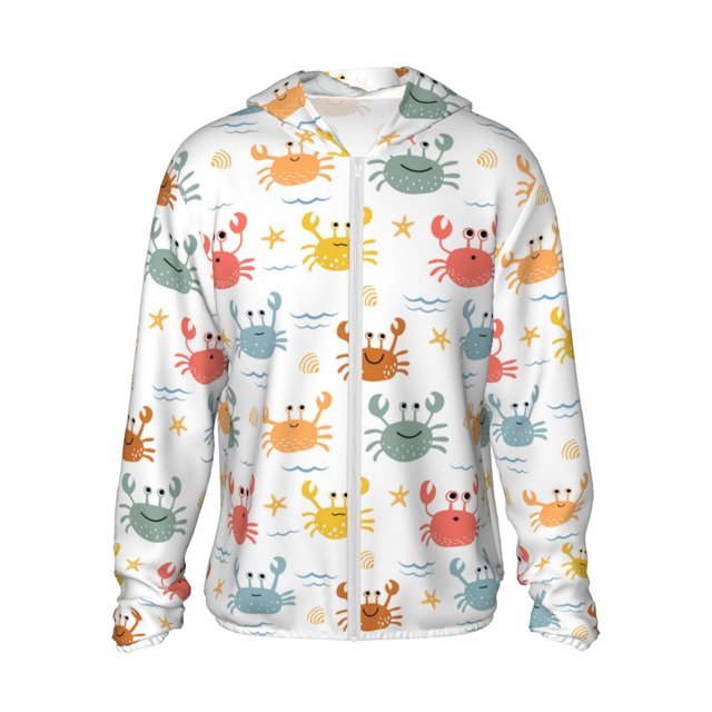 Balery Colorful Crabs Sudadera ligera de manga larga con capucha y protección solar UPF 50+ para hombre y mujer, ideal para pesca y running-Medium