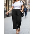 thumbnail image 6 of Gleelist Women's Plus Size Wide Leg Pants Lightweight Casual High Waist Side Slit Flowy Lounge Trouser With Pockets XL-5XL, 6 of 7