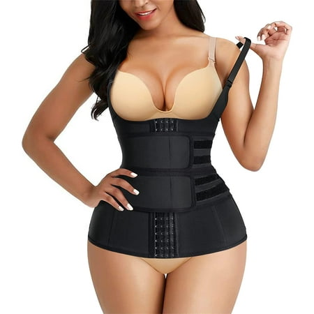 

Nebility Women Body Shaper Waist Trainer Vest Underbust Corset Cincher Tummy Control Sport Girdle with Adjustable Belt(Black XL)