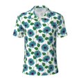 thumbnail image 2 of Daiia Blue Sunflowers Pattern Men’s Polo Shirts,Solid Deck Shirt,Classic Fit, Breathable Cotton Polo for Casual and Sport Wear-4X-Large, 2 of 7
