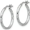 thumbnail image 2 of Sterling Silver Rhodium-Plated Polished Diamond-Cut 2.00Mm Hoop Earrings (Width 19.7) (Length 21.25) - Jbsp, 2 of 5
