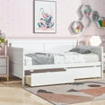 thumbnail image 4 of Twin Size Daybed with Storage, Twin Daybed with 2 Storage Drawers, Wood Daybed Frame with Drawers, White, 4 of 7