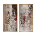 thumbnail image 2 of Designart "Fading Passion Retro Beige and Red Abstract" Abstract Painting Framed Wall Art Set Of 2 - Modern Red Frame Gallery Set For Office Decor, 2 of 6