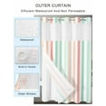 thumbnail image 2 of No Hook Cloth Fabric Shower Curtain with Snap in Liner, Coral Cyan Stripe Waterproof Shower Curtains Set with See Through Top Window, Geometric Grey White Vertical Striped Bath Curtains 72"x72", 2 of 6
