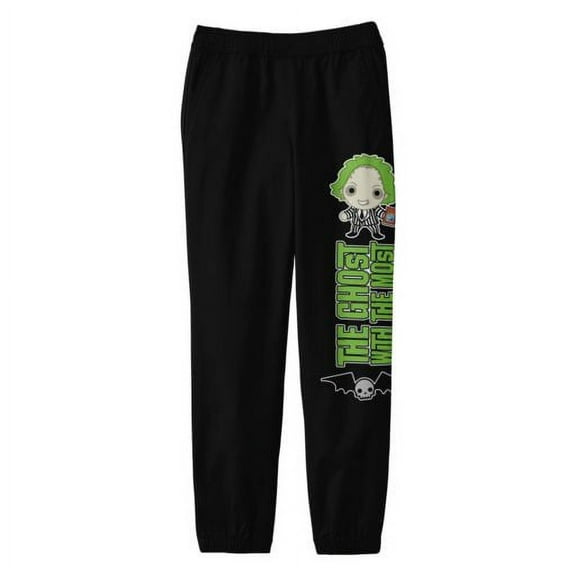 Beetlejuice Chibi Ghost With the Most Youth Black Graphic Sweatpants-Small