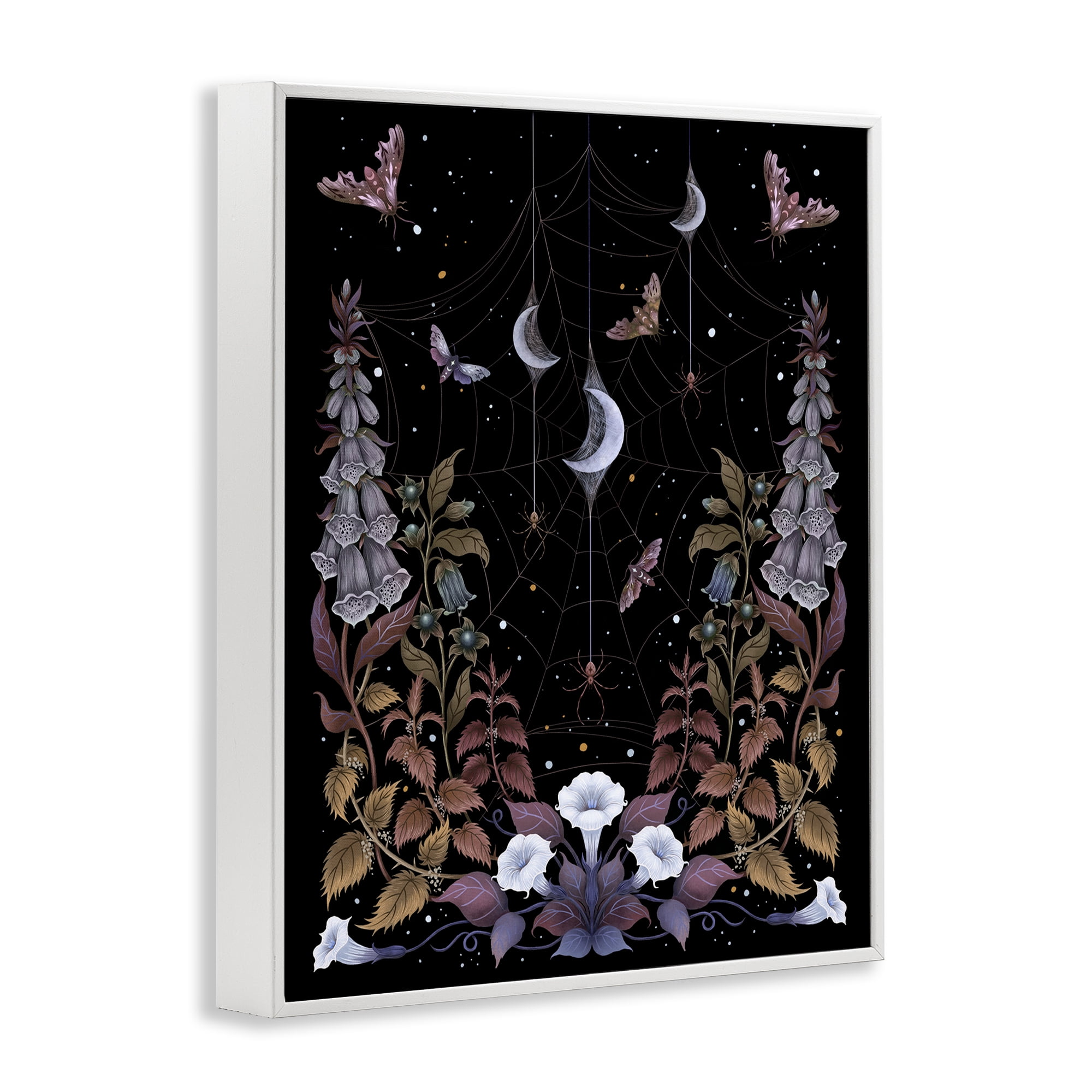Stupell Industries Witch Garden with Spider Webs White Framed Giclee Art, design by Episodic Drawings