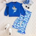 thumbnail image 2 of CAICJ98 Kids Girls Clothes Toddler Girl Fall Winter Outfits Long Sleeve Print Sweatshirt Pants Set Girls Spring Clothing Set (Blue,7-8 Years), 2 of 5