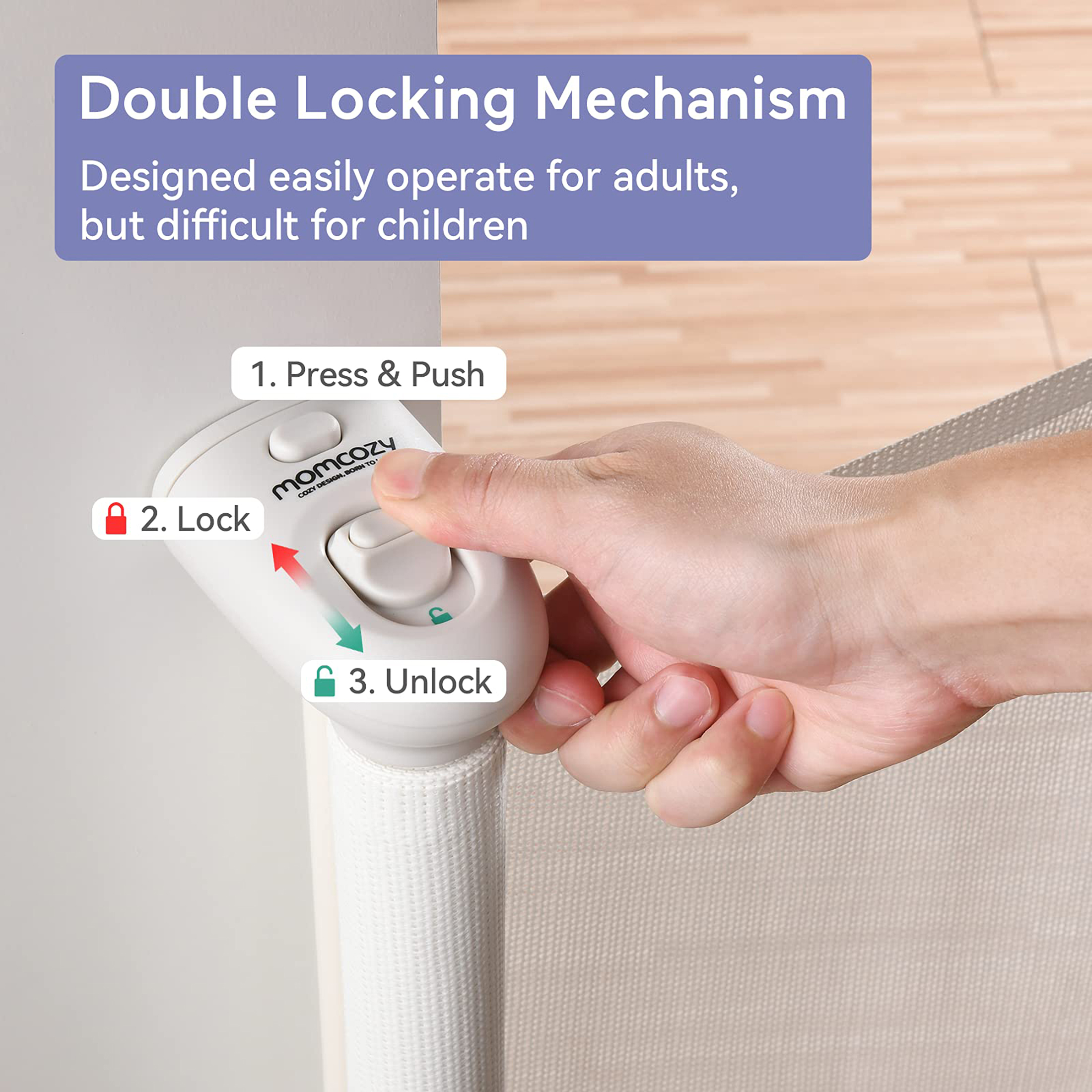 Momcozy Retractable Extra Wide Safety Gate, White photo 5