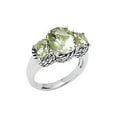 thumbnail image 2 of Green Amethyst Three Stone Ring 4.50 Carat (Ctw) in Sterling Silver, 2 of 5