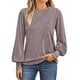 thumbnail image 1 of Blusa de manga larga con cuello redondo y pliegues para mujer - 82 % poliéster, top informal de negocios, 2025, de moda - Tallas S-XXL, 1 of 8