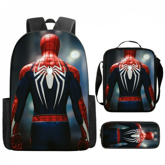 3PCS Hero Graphic Backpack Set Urban Comic Style Bag Combo with Crossbody Pouch