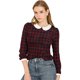thumbnail image 1 of INSPIRE CHIC Blusaa Cuadros Cuello Peter Pan Manga Abullonada En Contraste Camisa Para Mujer Rojo XS, 1 of 6