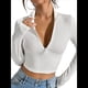 thumbnail image 1 of Tops Cortos de Larga para Mujer, Cuello Alto, de Cremallera, Ajustados, A . M, 1 of 9